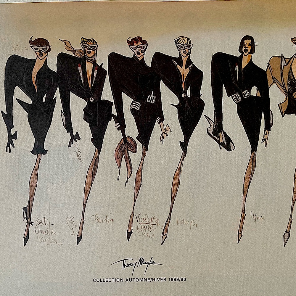 Thierry Mugler Authentic sketch’s 1 of only 50 sets. A 1983 collection portion.
